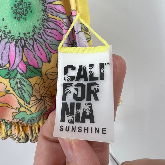 California Sunshine Yellow Daisy Floral Bikini Reversible Bikini NEW Women XL - Picture 5 of 10